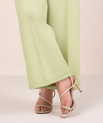Pistachio Green Solid-Color Cotton Trouser