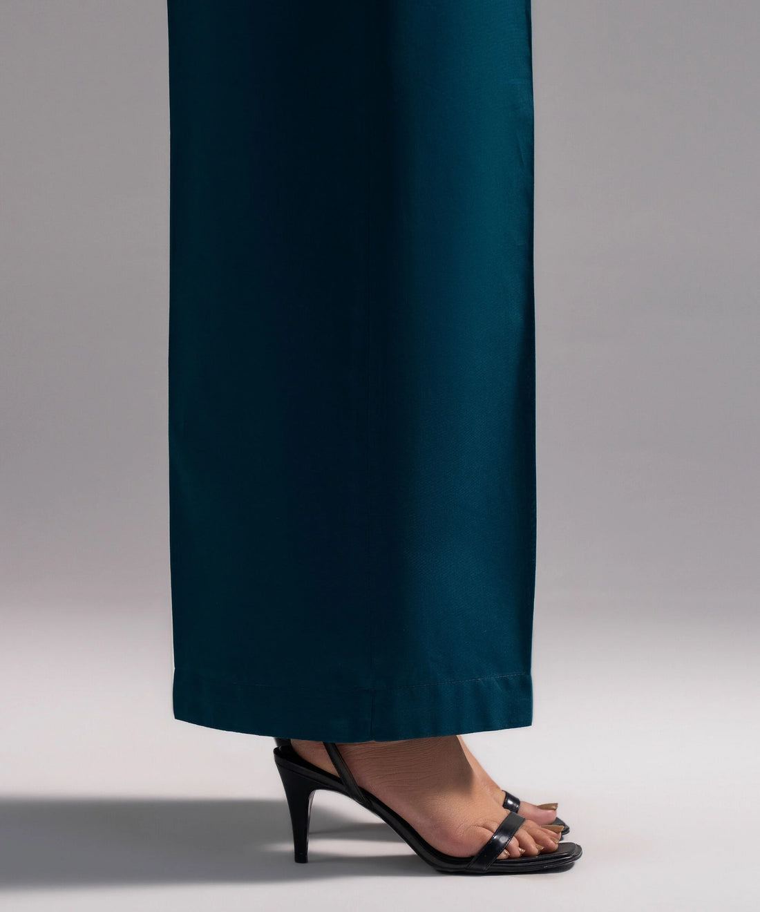 Deep Teal Solid-Color Cotton Trouser
