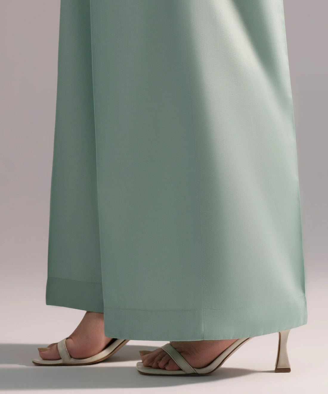 Sage Green Solid-Color Cotton Trouser