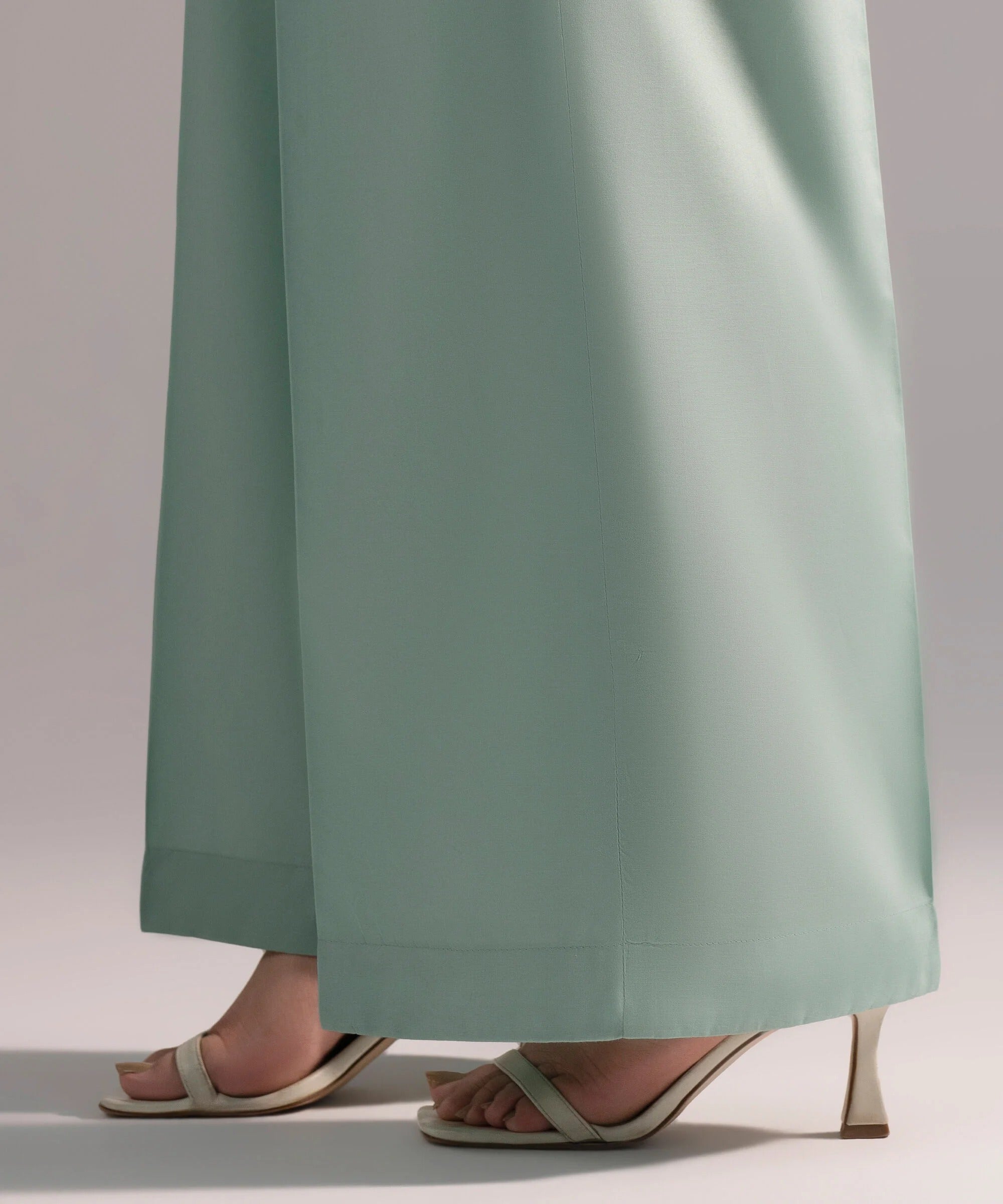 Sage Green Solid-Color Cotton Trouser