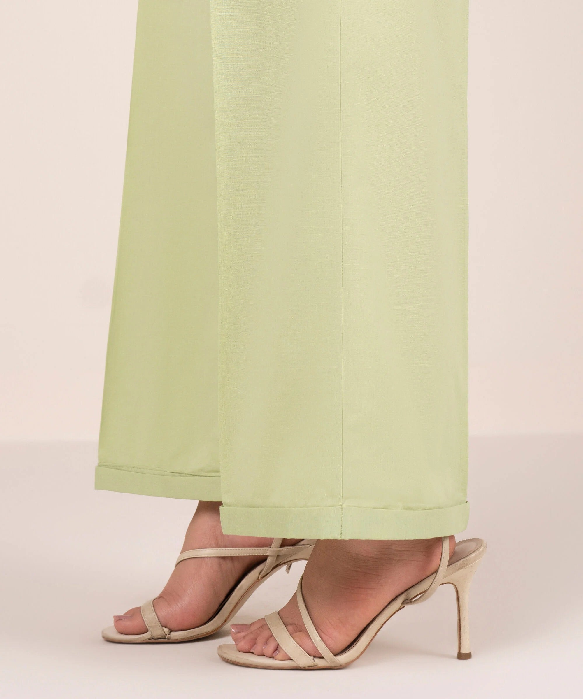 Pistachio Green Solid-Color Cotton Trouser