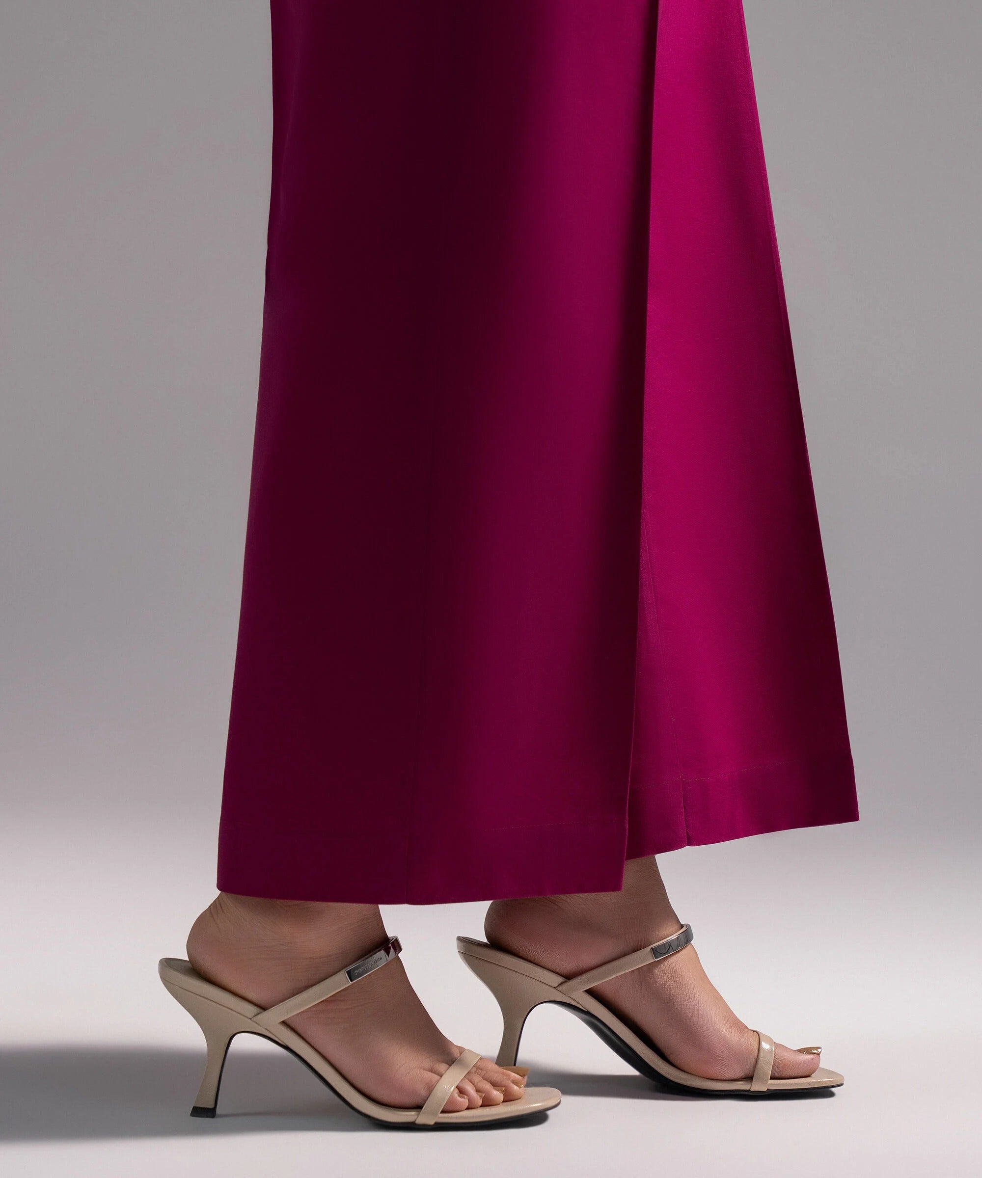 Magenta Pink Solid-Color Cotton Trouser
