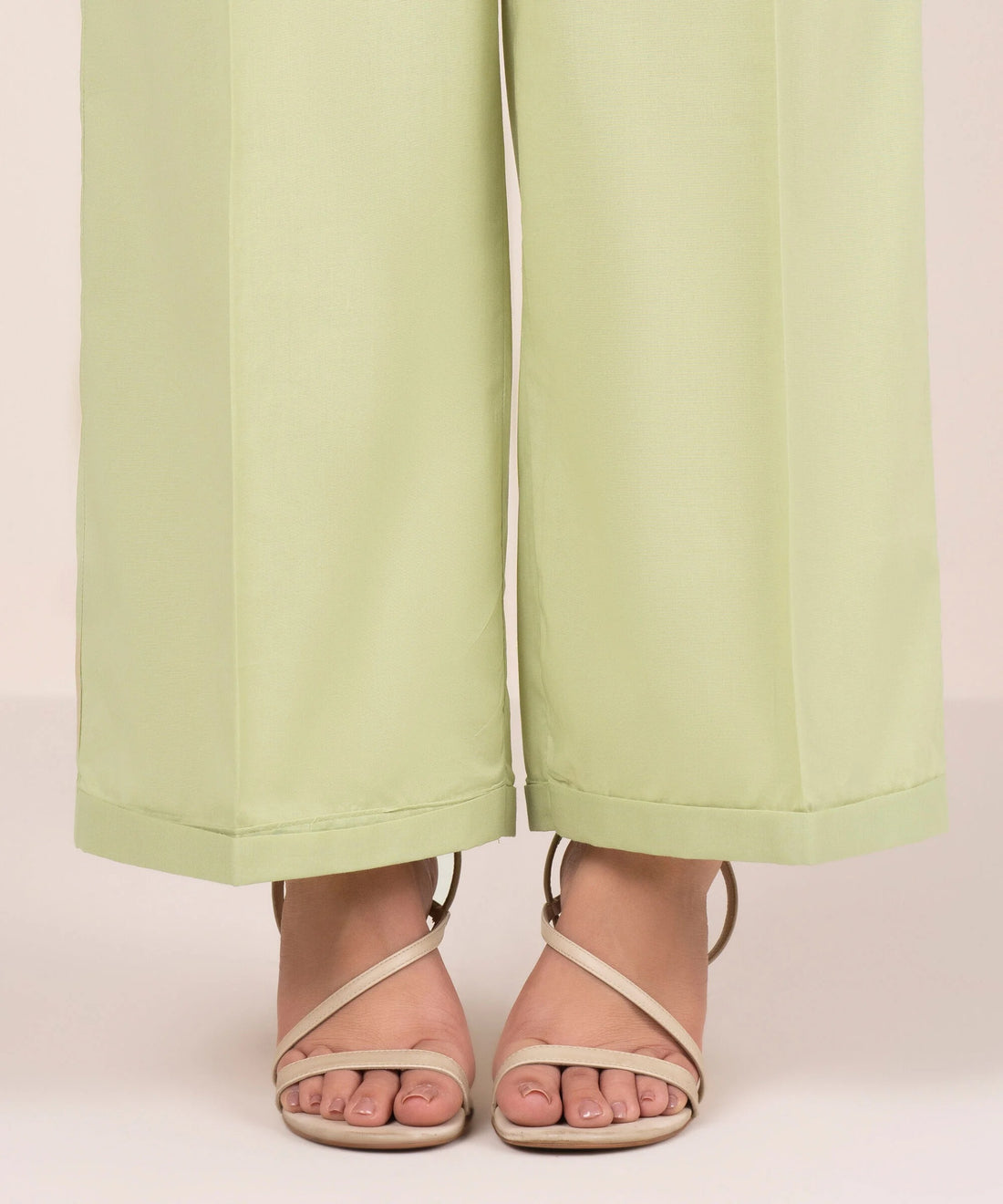 Pistachio Green Solid-Color Cotton Trouser
