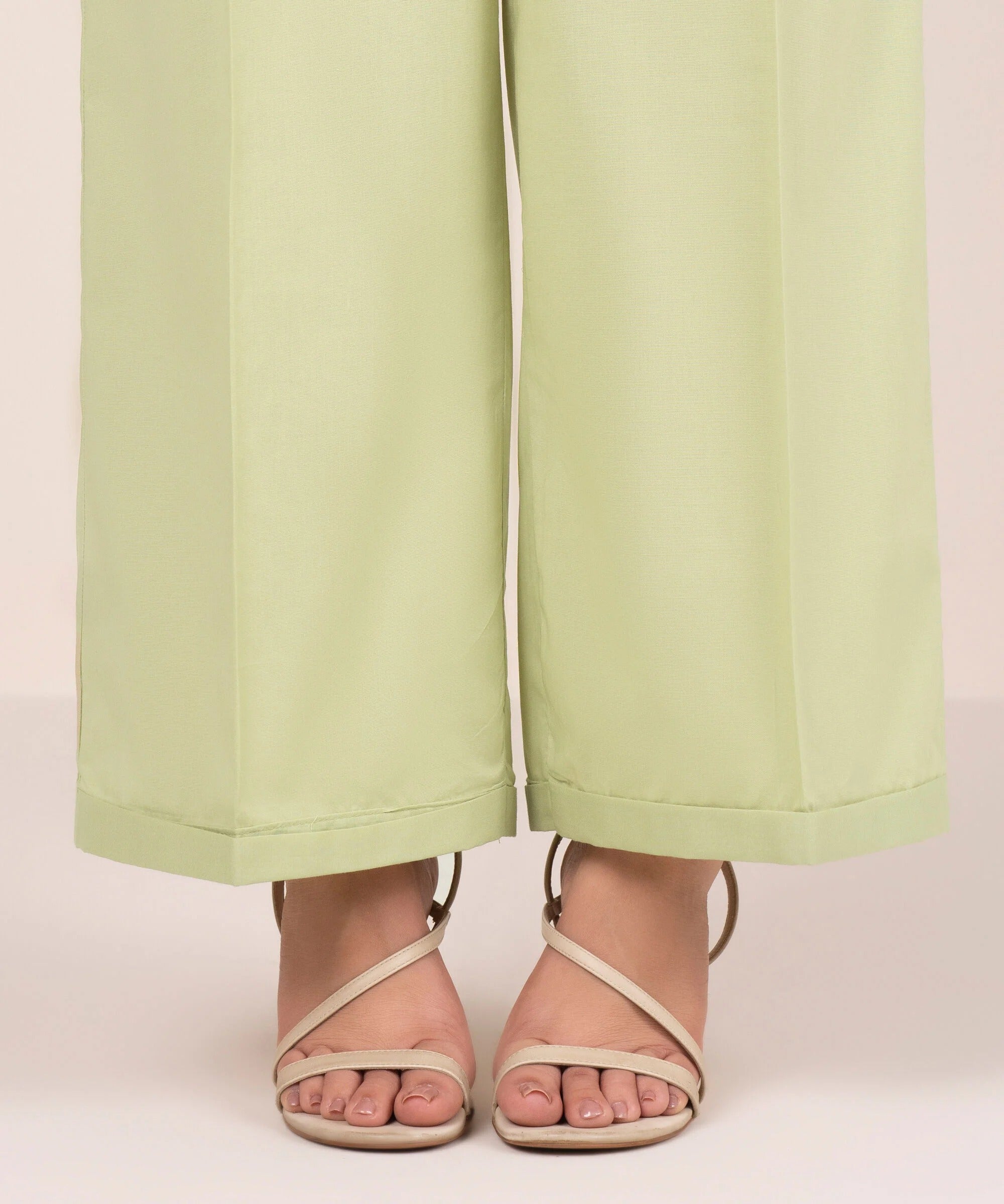Pistachio Green Solid-Color Cotton Trouser