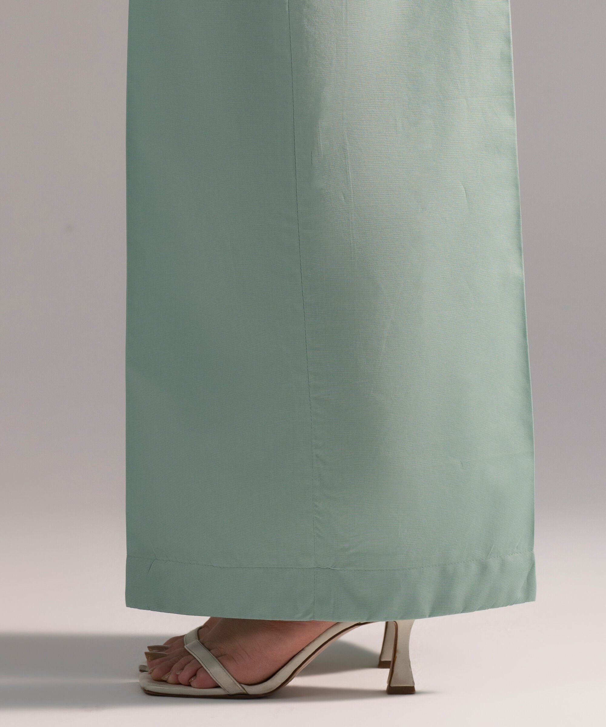 Sage Green Solid-Color Cotton Trouser