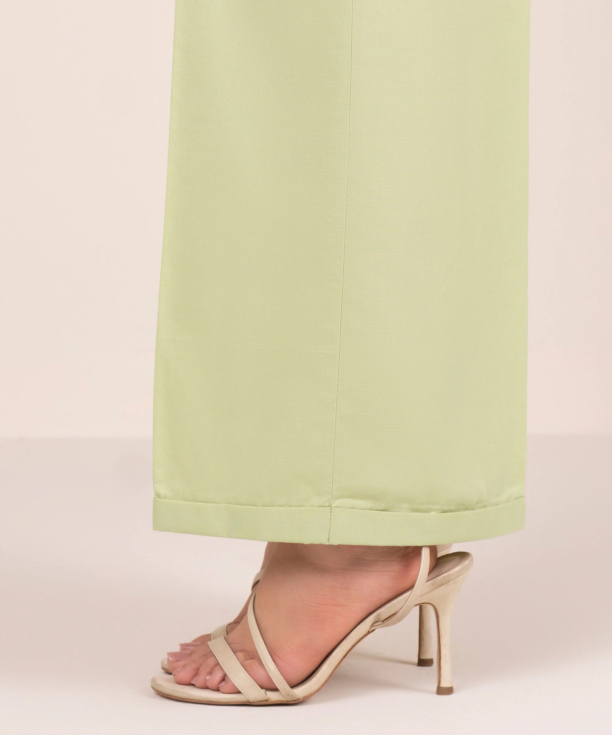 Pistachio Green Solid-Color Cotton Trouser