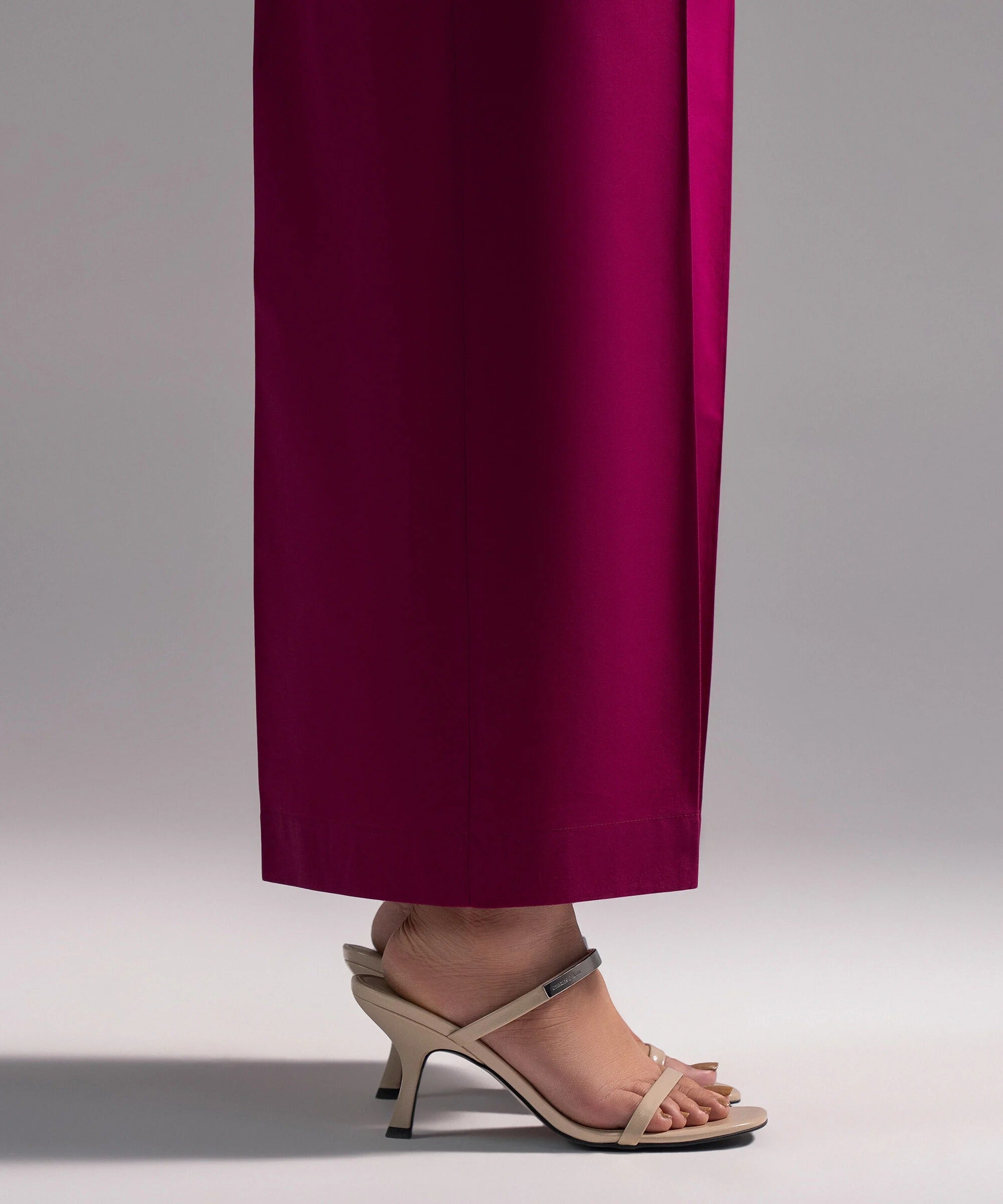 Magenta Pink Solid-Color Cotton Trouser
