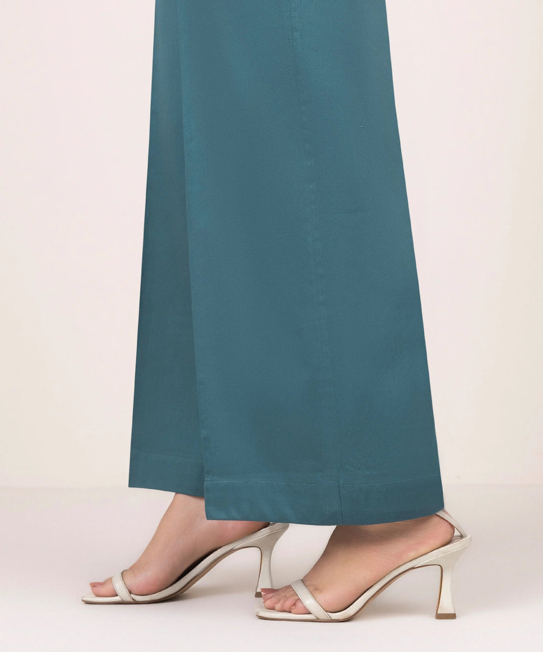 Deep Teal Solid-Color Cotton Trouser