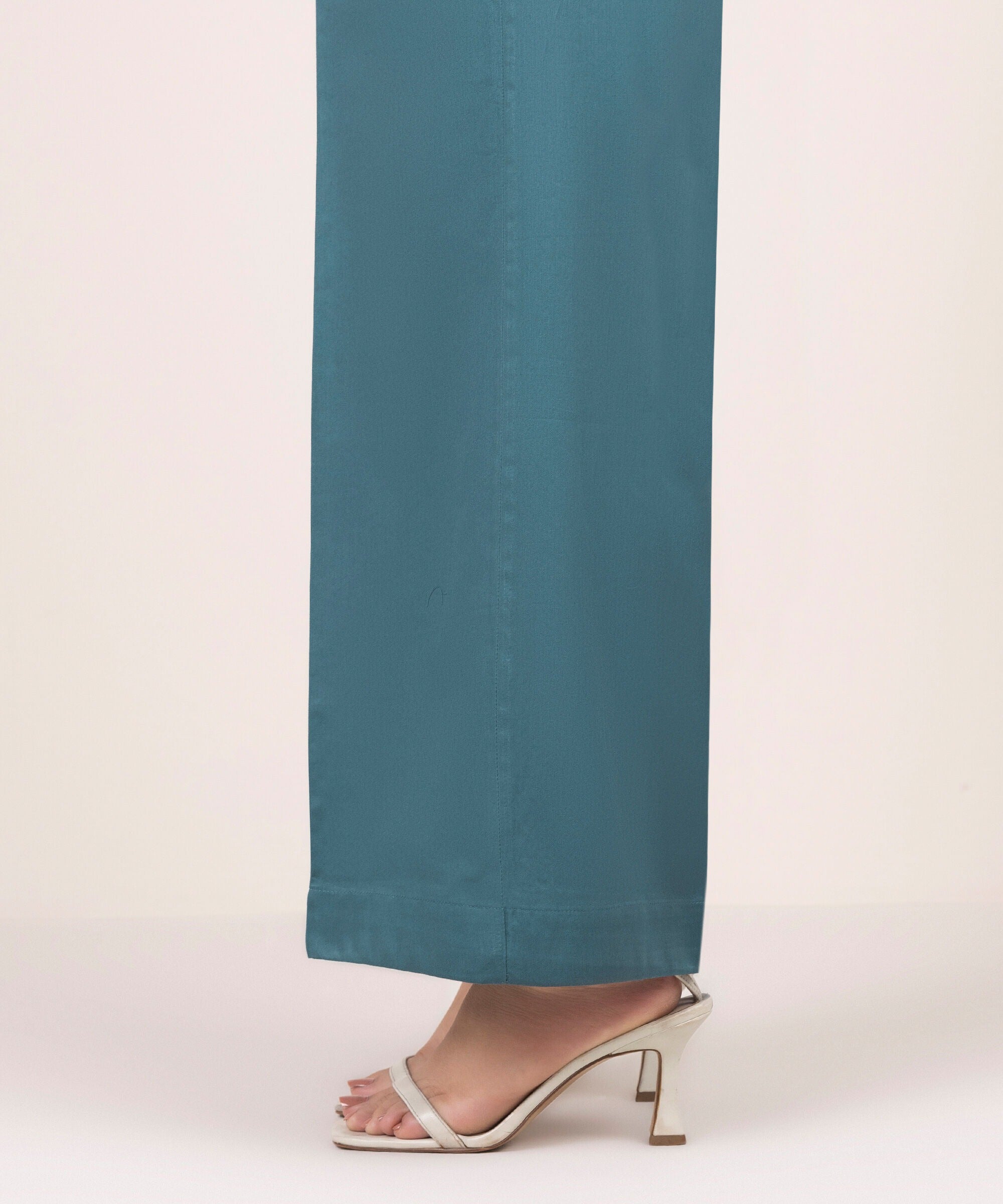 Deep Teal Solid-Color Cotton Trouser